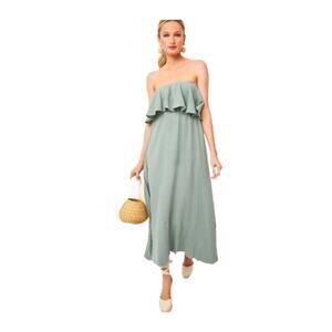 Tuckernuck Pomander Place Mallorca Dress Sz M Gauze Cotton Sage Green Midi